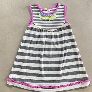Matilda Jane The Adventure Begins Vanilla Swirl Dress White Gray Stripe Size 6